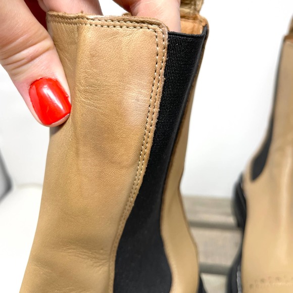 Sandro Leather Metal Plate Ankle Boots With Notched Sole In Tan Size 8.5 / 9 - Picture 6 of 15